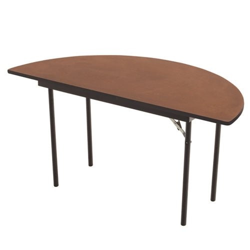 AmTab Folding Table - Plywood Stained and Sealed - Vinyl T-Molding Edge - Half Round - Half 72" Diameter x 29"H (AmTab AMT-HR72PM) - SchoolOutlet