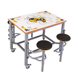 AmTab Mobile Stool Table - Group Collaboration High Table - 36"W x 52"L x 42"H - 4 Stools  (AMT-MGST3652-42)