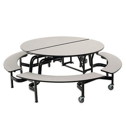 AmTab Mobile Bench Table - Round - 60" Round Diameter - 4 Benches  (AMT-QUICK-MBR604-GNBB)