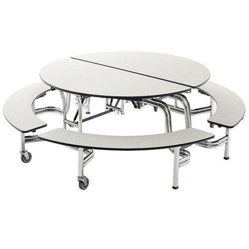 AmTab Mobile Bench Table - Round - 60" Round Diameter - 4 Benches (AMT-QUICK-MBR604-GNBC) - SchoolOutlet