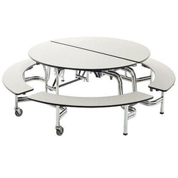 AmTab Mobile Bench Table - Round - 60" Round Diameter - 4 Benches  (AMT-QUICK-MBR604-GNBC)