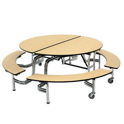 AmTab Mobile Bench Table - Round - 60" Round Diameter - 4 Benches  (AMT-QUICK-MBR604-MBC)