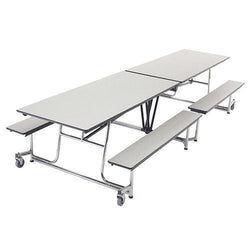 AmTab Mobile Bench Table - Rectangle - 30"W x 12'1"L - 4 Benches  (AMT-QUICK-MBT12-GNBC)