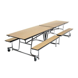 AmTab Mobile Bench Table - Rectangle - 30"W x 12'1"L - 4 Benches  (AMT-QUICK-MBT12-MBC)