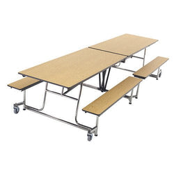 AmTab Mobile Bench Table - Rectangle - 30"W x 12'1"L - 4 Benches  (AMT-QUICK-MBT12-OBC)