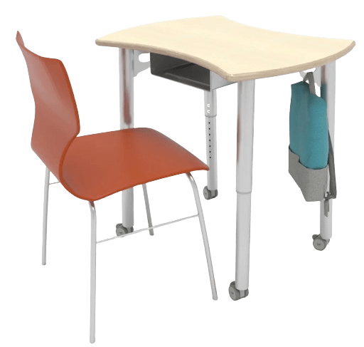 CEF ESTO Hourglass Student Desk 33.25" x 17.25" High-Pressure Laminate Top with Colored T-Molding and Adjustable Height Legs - SchoolOutlet