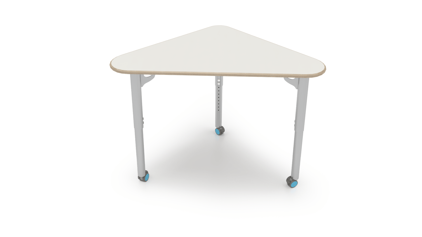 CEF ESTO Triangle Student Desk 41" x 25.25" Fenix Top on Baltic Birch and Adjustable Height Legs - SchoolOutlet