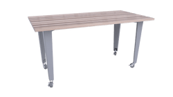CEF IDEA Island Table 42" Height - Butcher Block Top 84"W x 48"D with Steel Frame, Cable Management and Heavy Duty Locking Casters (No Electric)