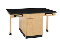 Diversified Woodcrafts 4 Station Table w/ Door, Drawers & Book Compartments - 66"W x 42"D