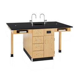 Diversified Woodcrafts Four Station Service w/ Door & Drawers - Solid Phenolic Resin Top - 66" W x 48" D