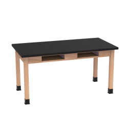 Diversified Woodcrafts Science Table w/ Book Compartment  - 48" W x 30" D - Solid Oak Frame and Adjustable Glides