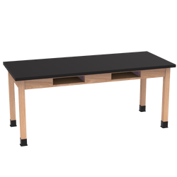 Diversified Woodcrafts Science Table w/ Book Compartment  - 72" W x 30" D - Solid Oak Frame and Adjustable Glides
