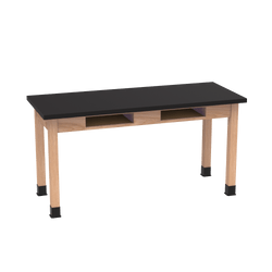 Diversified Woodcrafts Science Table w/ Book Compartment  - 60" W x 21" D - Solid Oak Frame and Adjustable Glides
