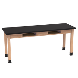 Diversified Woodcrafts Science Table w/ Book Compartment  - 72" W x 21" D - Solid Oak Frame and Adjustable Glides