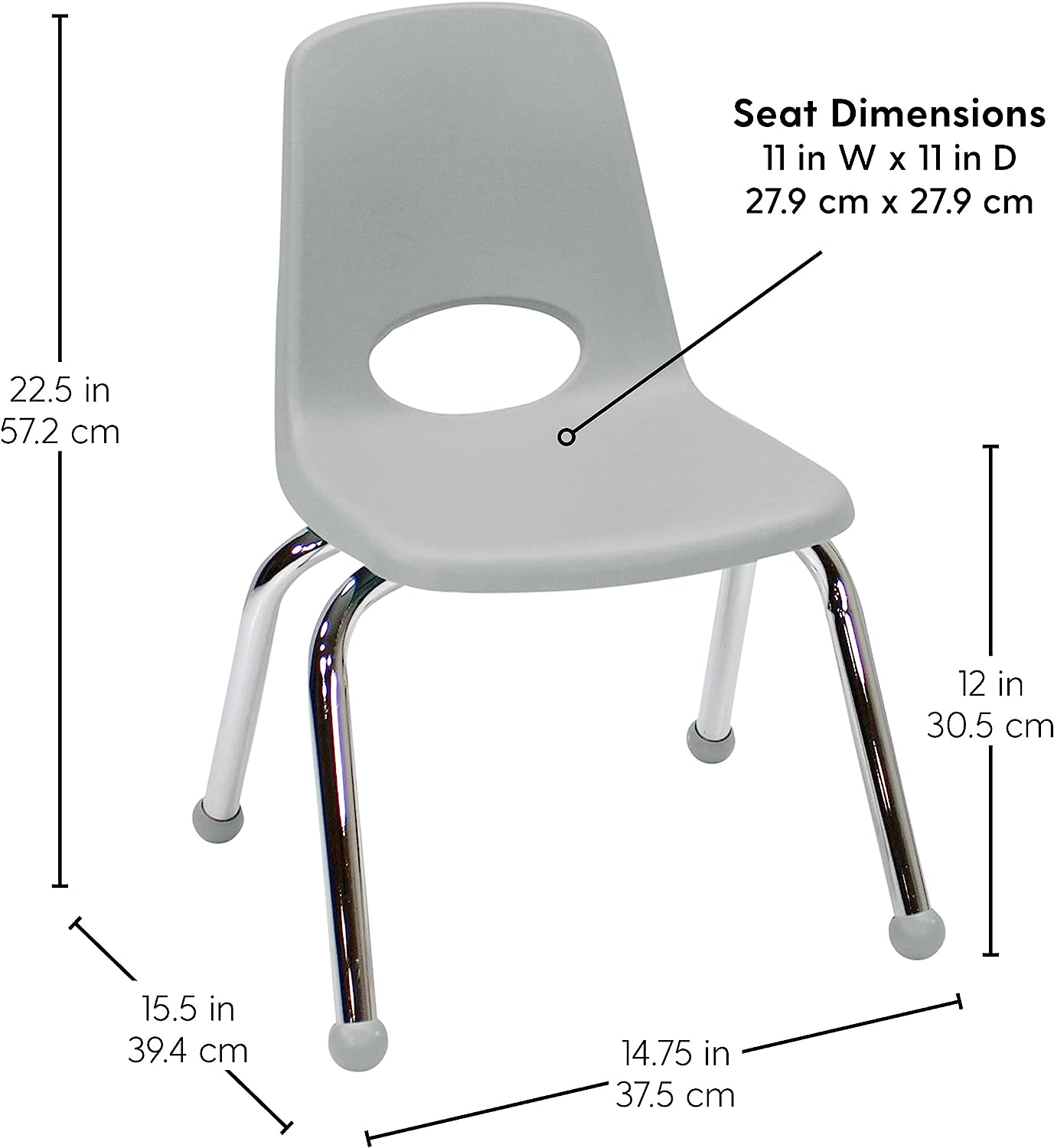 Factory Direct Partners Stackable School Chair with Chrome Legs