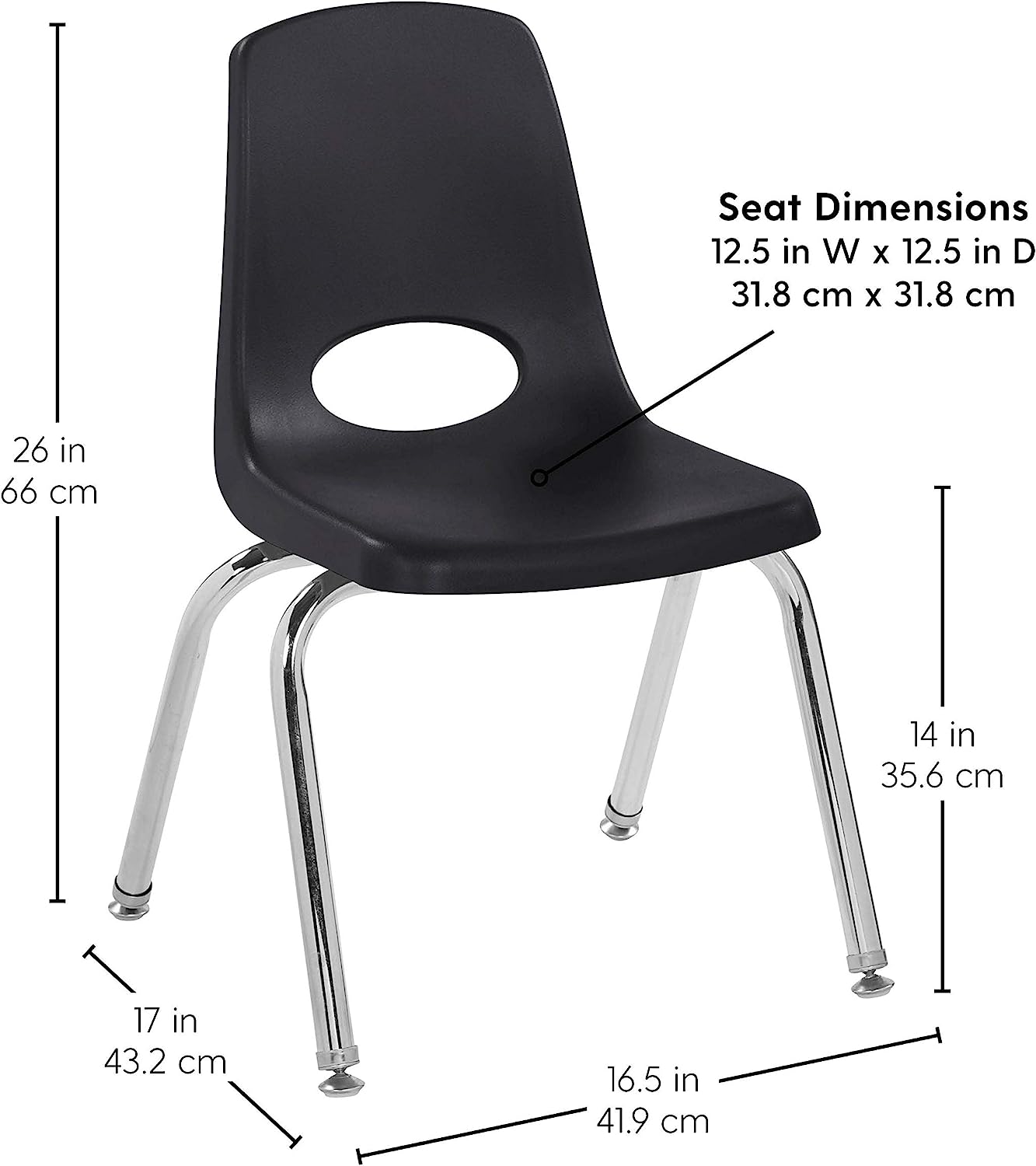 Factory Direct Partners Stackable School Chair with Chrome Legs