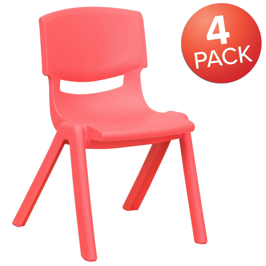 Whitney 4 Pack Plastic Stackable School Chair with 12'' Seat Height - SchoolOutlet