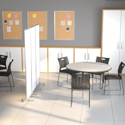 Raisley Mobile Magnetic Whiteboard Partition with Lockable Casters, 72"H x 24"W (3 sections included)