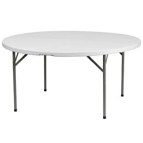 Flash Furniture 60'' Granite White Round Plastic Folding Table(FLA-DAD-YCZ-154-GW-GG) - SchoolOutlet