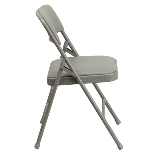 Flash Furniture HERCULES Series Curved Triple Braced & Quad Hinged Upholstered Metal Folding Chair(FLA-HA-MC309AF-GG) - SchoolOutlet