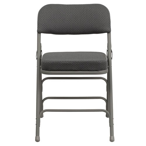 Flash Furniture HERCULES Series Premium Curved Triple Braced & Quad Hinged Fabric Upholstered Metal Folding Chair(FLA-HA-MC320AF-GG) - SchoolOutlet