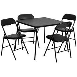Flash Furniture 5 Piece Black Folding Card Table and Chair Set(FLA-JB-1-GG)