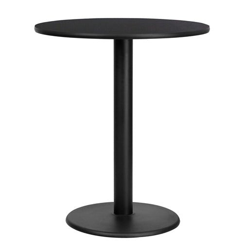 Flash Furniture 36'' Round Black Laminate Table Set with 4 Wood Slat Back Metal Bar Stools - Natural Wood Seat(FLA-MD-0020-GG) - SchoolOutlet