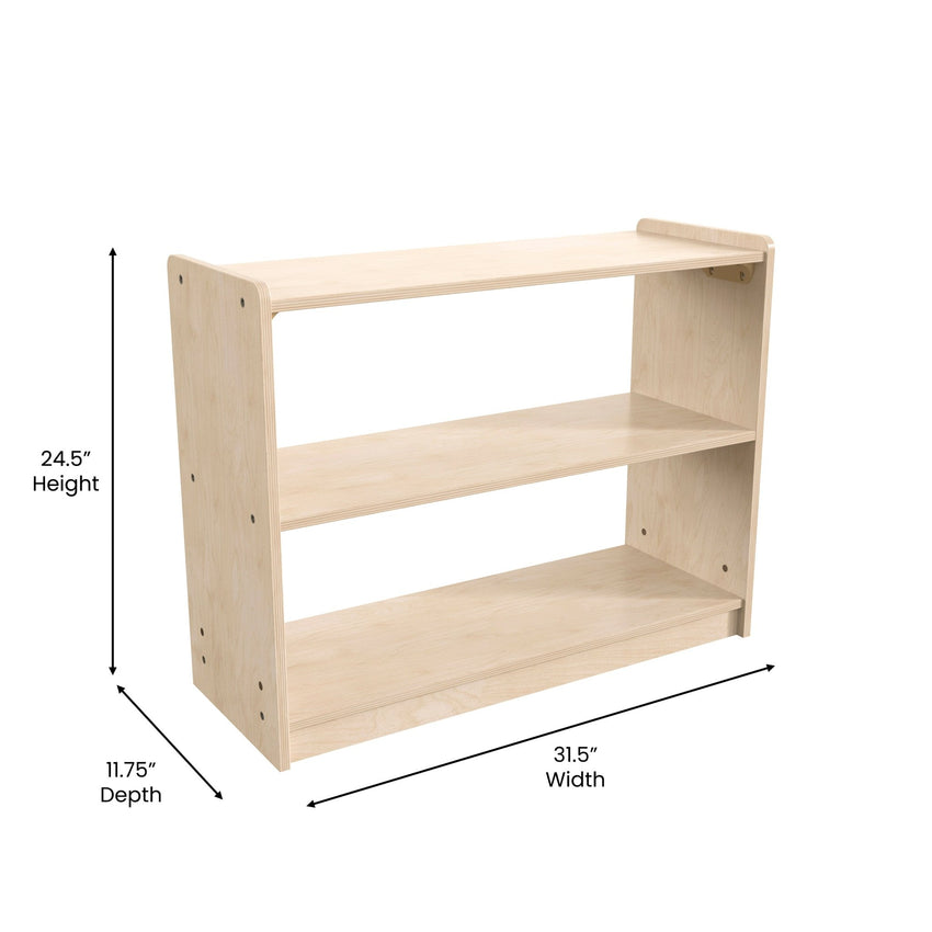 Bright Beginnings Commercial Grade 2 Shelf Wooden Classroom Open Storage Unit, Safe, Kid Friendly Design, Natural - SchoolOutlet