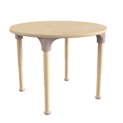 Bright Beginnings 33" Round Commercial Grade Wooden Adjustable Height Classroom Activity Table - Metal Legs Adjust From 15"H - 23"H, Beech