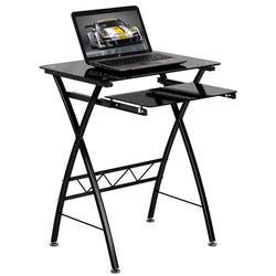 Flash Furniture Tempered Glass Computer Desk with Pull-Out Keyboard(FLA-NAN-CP-60-GG)