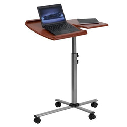 Flash Furniture Angle and Height Adjustable Mobile Laptop Computer Table with Cherry Top(FLA-NAN-JN-2762-GG)