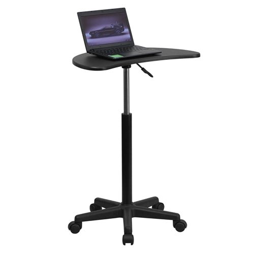 Flash Furniture Height Adjustable Mobile Laptop Computer Desk with Black Top(FLA-NAN-JN-2792-GG) - SchoolOutlet