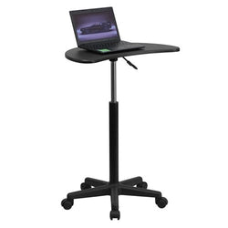 Flash Furniture Height Adjustable Mobile Laptop Computer Desk with Black Top(FLA-NAN-JN-2792-GG)