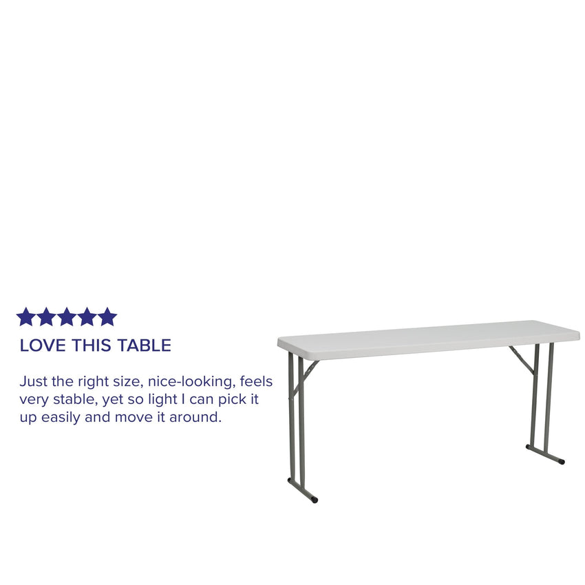 Kathryn 5-Foot Granite White Plastic Folding Training Table - SchoolOutlet