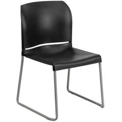 Flash Furniture HERCULES Series 880 lb. Capacity Black Full Back Contoured Stack Chair with Sled Base(FLA-RUT-238A-BK-GG)