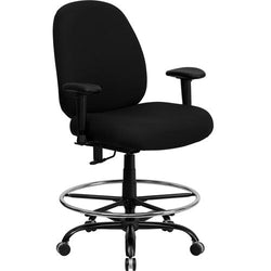 Flash Furniture HERCULES Series Big and Tall Black Fabric Drafting Stool with Arms and Extra WIDE Seat(FLA-WL-715MG-BK-AD-GG)
