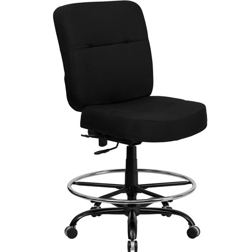 Flash Furniture HERCULES Series Big & Tall Black Fabric Drafting Stool with Extra WIDE Seat(FLA-WL-735SYG-BK-D-GG) - SchoolOutlet