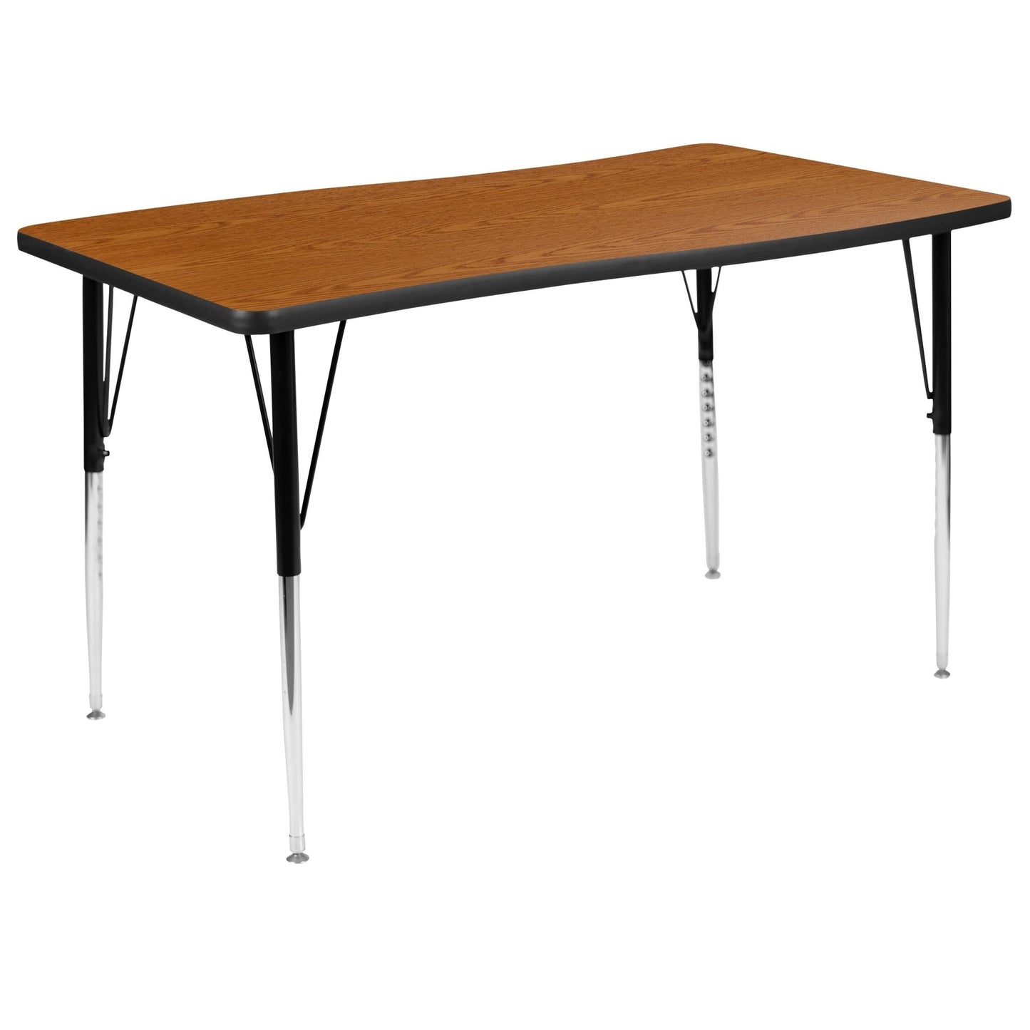 Wren Mobile 28"W x 47.5"L Rectangle Wave Flexible Collaborative Laminate Activity Table-Standard Height Adjust Legs - SchoolOutlet