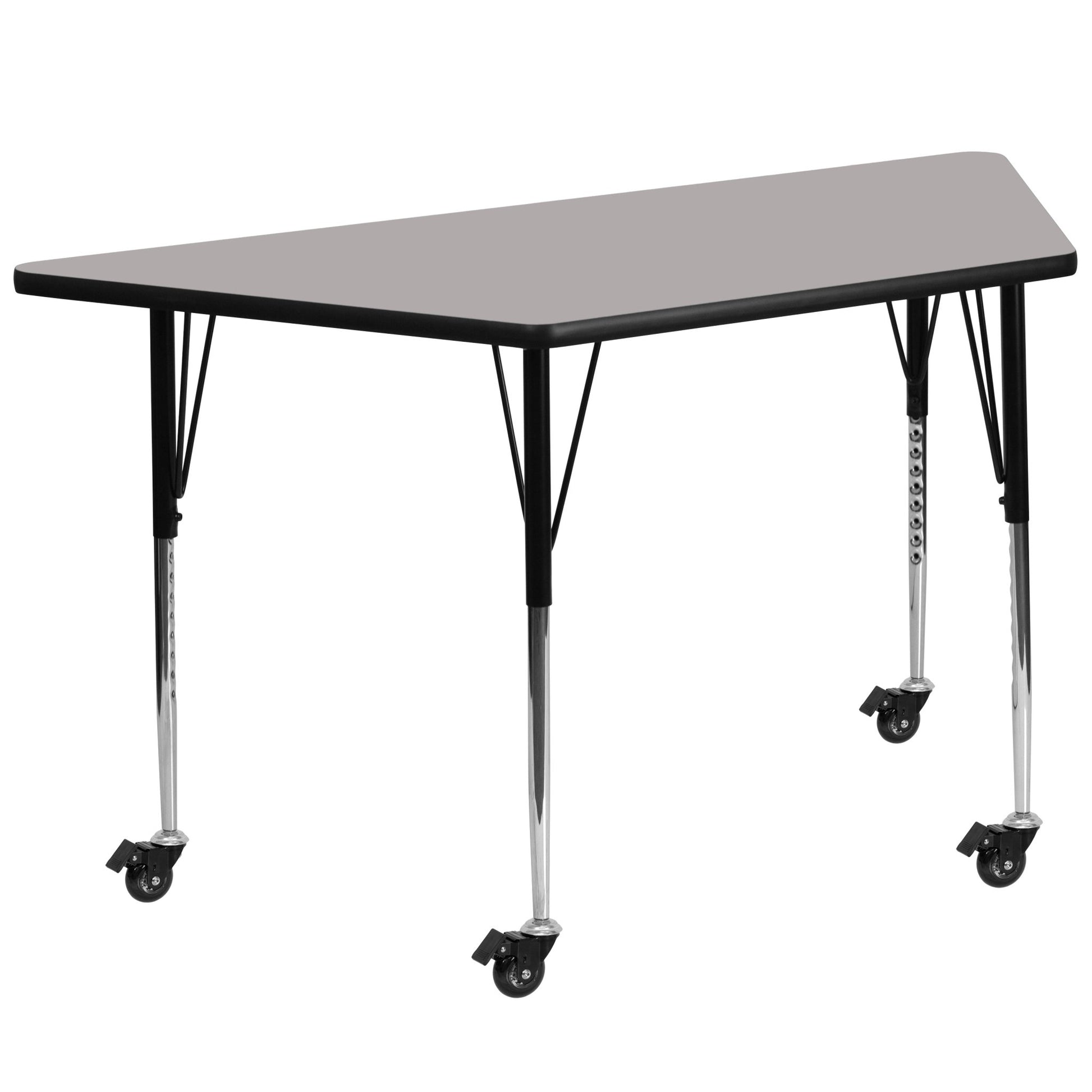 Wren Mobile 29''W x 57''L Trapezoid HP Laminate Activity Table - Standard Height Adjustable Legs - SchoolOutlet