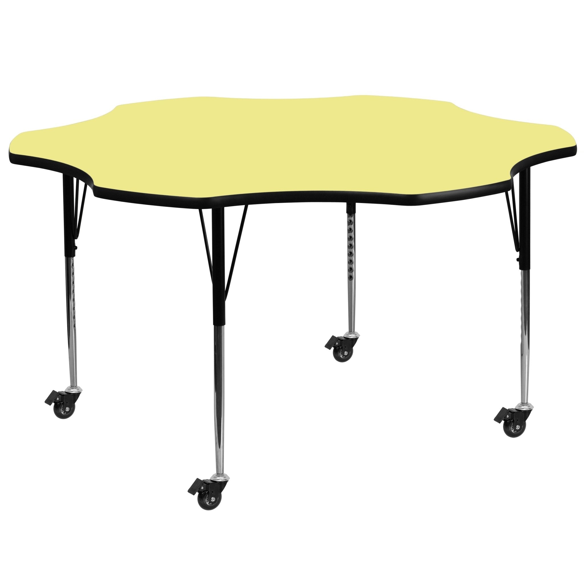 Wren Mobile 60'' Flower Thermal Laminate Activity Table - Height Adjustable  Legs - XU-A60-FLR