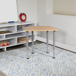 Billie Hex Natural Collaborative Student Desk (Adjustable from 22.3" to 34") - Home and Classroom