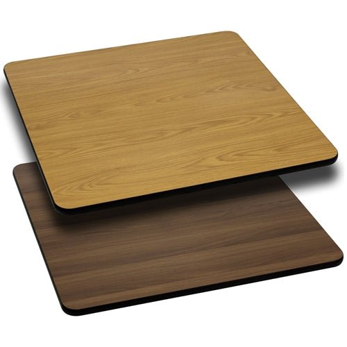 Flash Furniture 36'' Square Table Top with Natural or Walnut Reversible Laminate Top(FLA-XU-WNT-3636-GG) - SchoolOutlet
