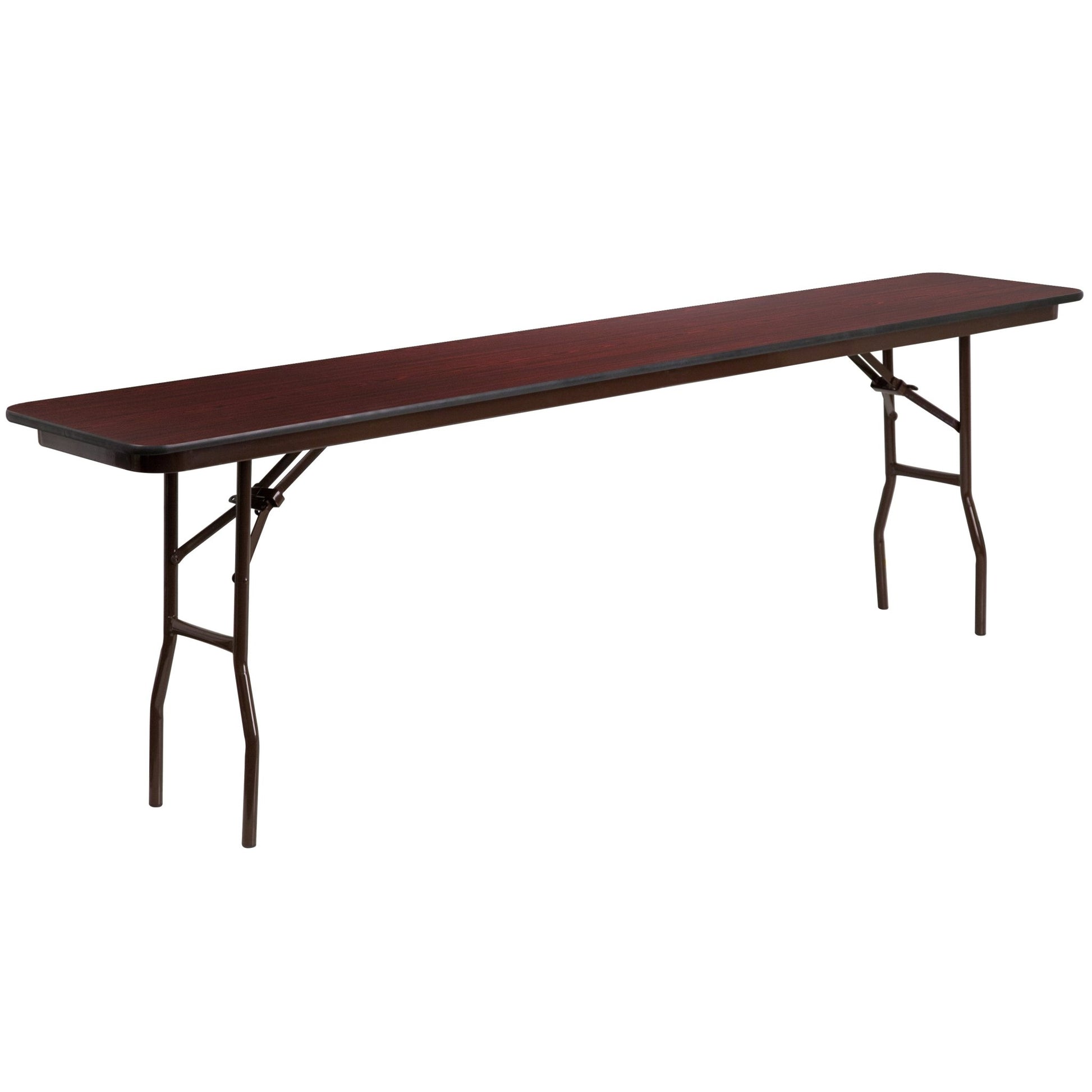 Frankie 8-Foot Mahogany Melamine Laminate Folding Training Table - SchoolOutlet