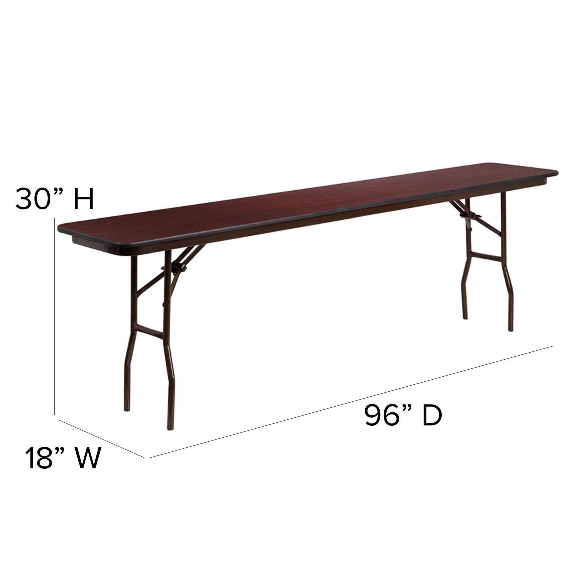 Frankie 8-Foot Mahogany Melamine Laminate Folding Training Table - SchoolOutlet