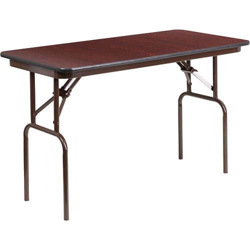 Flash Furniture Rectangular Mahogany Melamine Laminate Folding Banquet Table - 24'' x 48''(FLA-YT-2448-MEL-WAL-GG) - SchoolOutlet