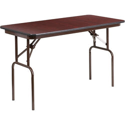 Flash Furniture Rectangular Mahogany Melamine Laminate Folding Banquet Table - 24'' x 48''(FLA-YT-2448-MEL-WAL-GG)