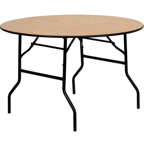 Flash Furniture 48'' Round Wood Folding Banquet Table with Clear Coated Finished Top(FLA-YT-WRFT48-TBL-GG) - SchoolOutlet