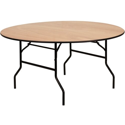 Flash Furniture 60'' Round Wood Folding Banquet Table with Clear Coated Finished Top(FLA-YT-WRFT60-TBL-GG) - SchoolOutlet