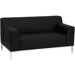 Flash Furniture HERCULES Definity Series Contemporary Black Leather Love Seat with Stainless Steel Frame(FLA-ZB-DEFINITY-8009-LS-BK-GG)