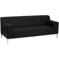 Flash Furniture HERCULES Definity Series Contemporary Black Leather Sofa with Stainless Steel Frame (FLA-ZB-DEFNTY-8009-SOFA-BK-GG)